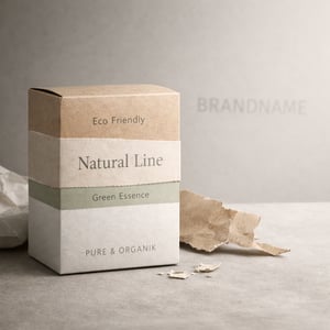 Create a conceptual premium B2B illustration that represents poorly executed sustainability in packaging and its negative impact on brand valueShow a-1